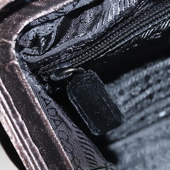 PRADA Hand Bag Velor Dark Brown Auth MY263 - Picture 11 of 16